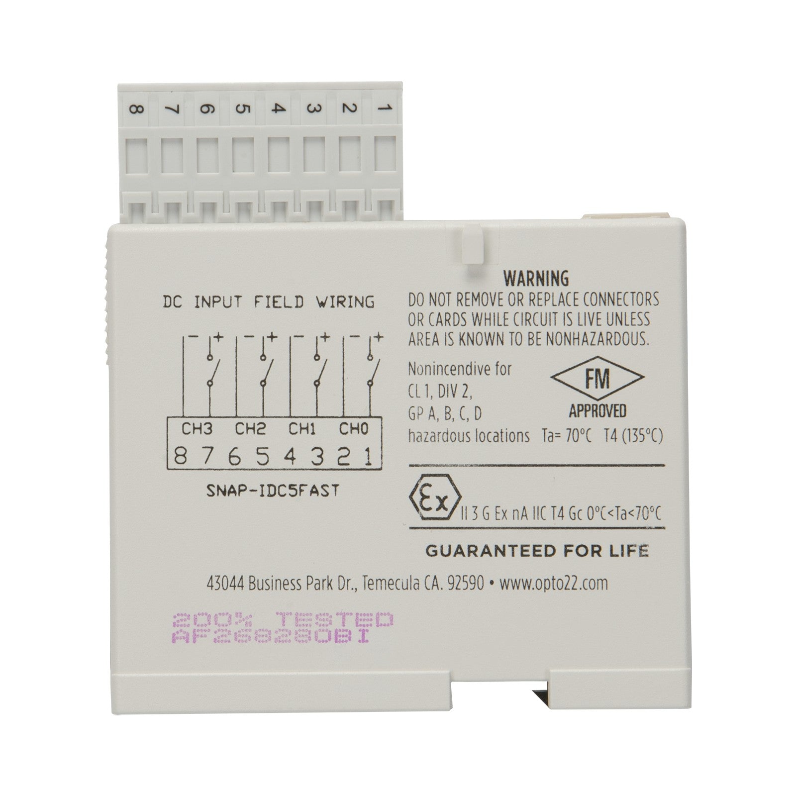 Opto 22 SNAP-IDC5-FAST SNAP Input, Output (I/O) Module SNAP Series