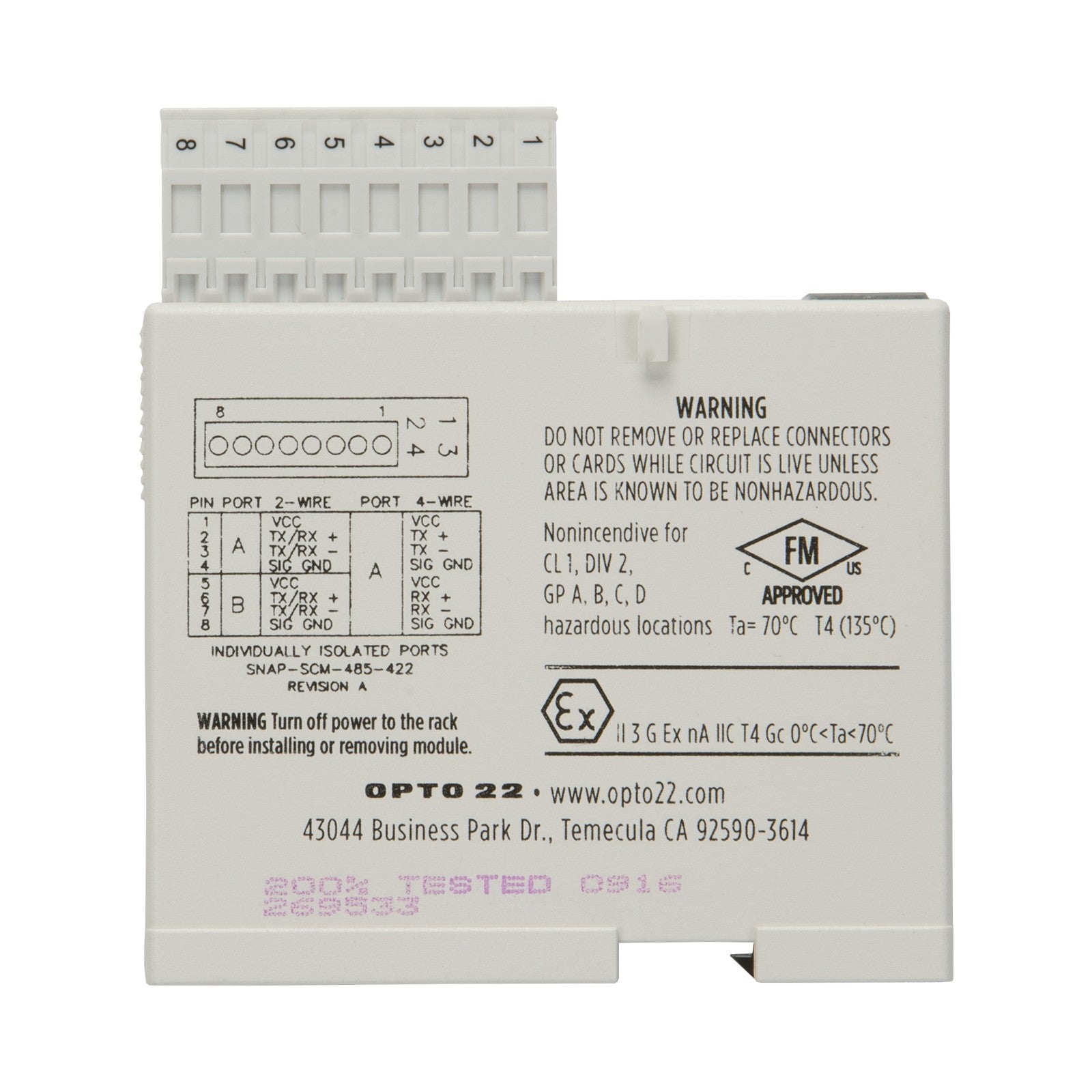 Opto 22 SNAP-SCM-485-422 SNAP Communications Module SNAP Series