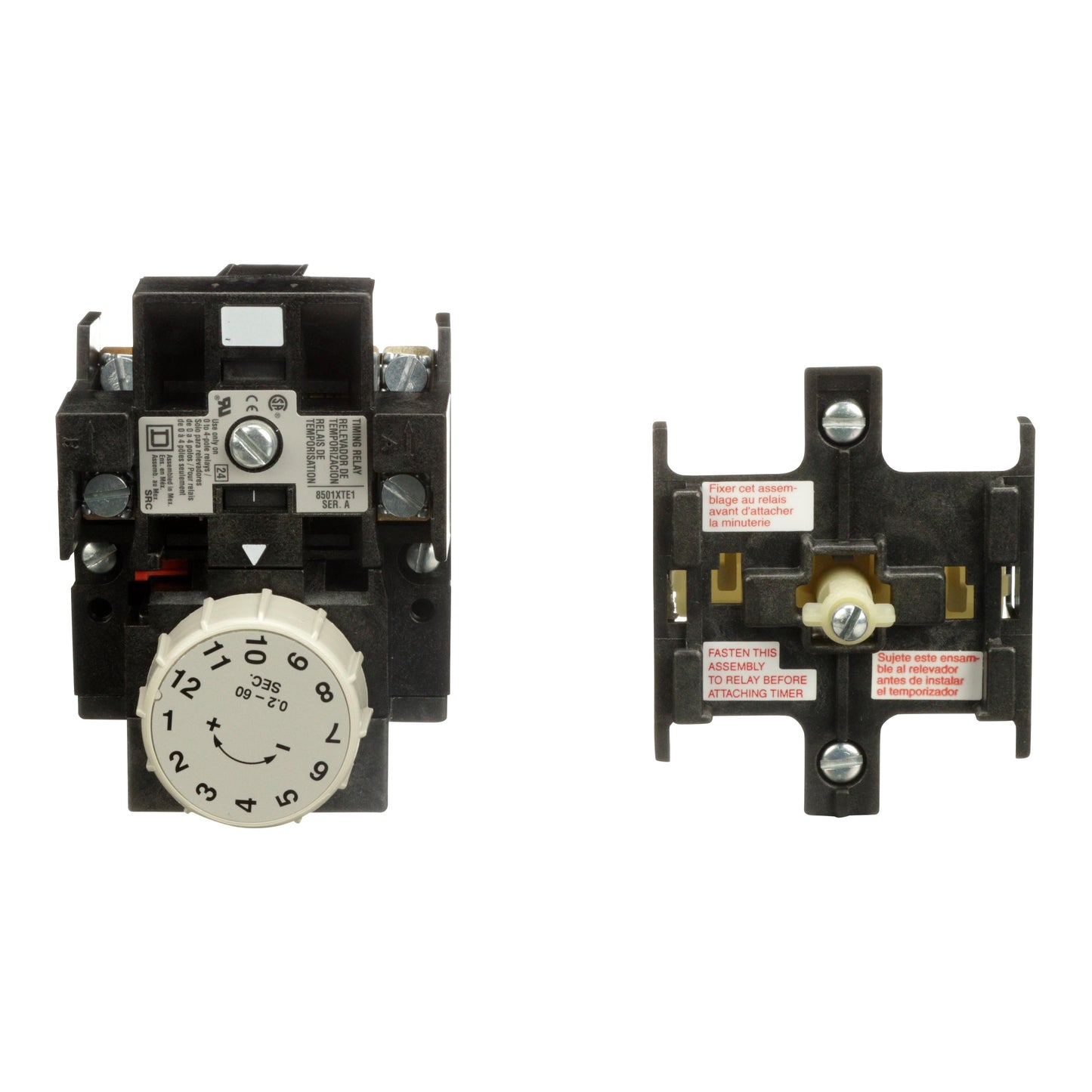 Schneider Electric 8501XTE1 Square D 8501X Montaje de chasis Relé mecánico 0.2 seg ~ 60 seg 10A a 600VCA