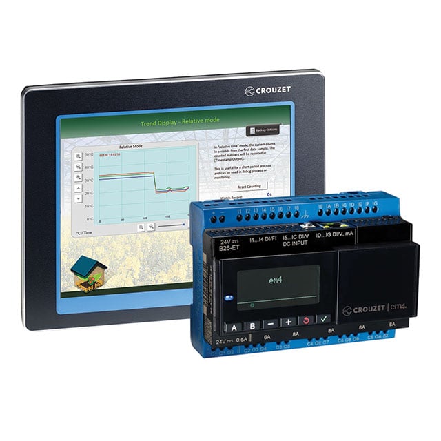 Crouzet 88970577 em4, B26-ET DISPLAY HMI TFT 9.7" IP & EM4ET 16 - Digital (4), Analog/Digital (12)