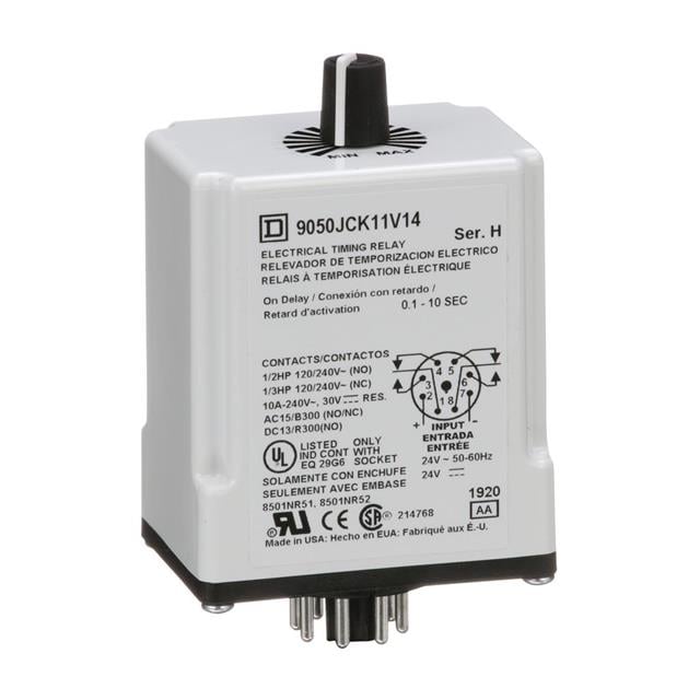 Schneider Electric 9050JCK11V14 Square D JCK Para enchufe Relé mecánico 0.1 ~ 10 seg 10A a 240VCA