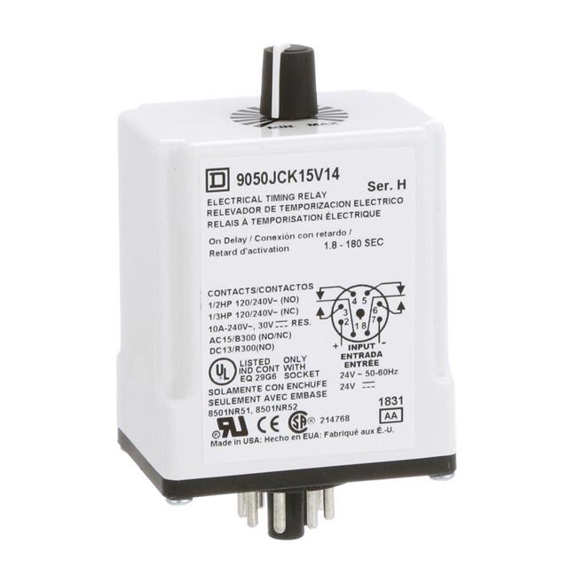 Schneider Electric 9050JCK15V14 Square D JCK Para enchufe Relé mecánico 1.8 ~ 180 seg 10A a 240VCA