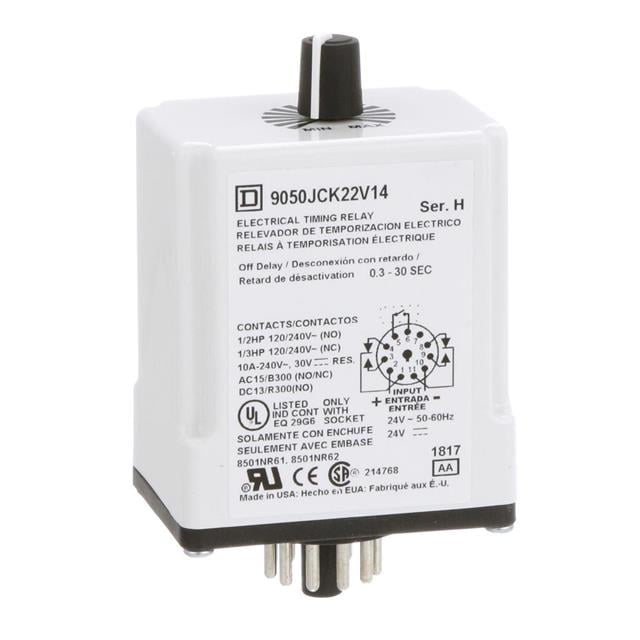 Schneider Electric 9050JCK22V14 Square D JCK Para enchufe Relé mecánico 0.3 ~ 30 seg 10A a 240VCA
