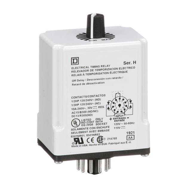 Schneider Electric 9050JCK25V20 Square D JCK Para enchufe Relé mecánico 1.8 ~ 180 seg 10A a 240VCA