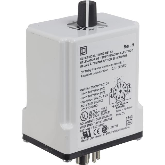 Schneider Electric 9050JCK26PTV20 Square D JCK Para enchufe Relé mecánico 0.1 min ~ 10 min 10A a 240VCA