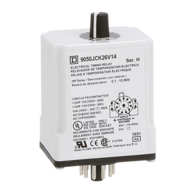Schneider Electric 9050JCK26V14 Square D JCK Para enchufe Relé mecánico 0.1 min ~ 10 min 10A a 240VCA