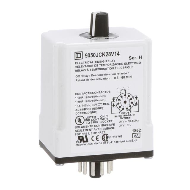 Schneider Electric 9050JCK28V14 Square D JCK Para enchufe Relé mecánico 0.6 min ~ 60 min 10A a 240VCA