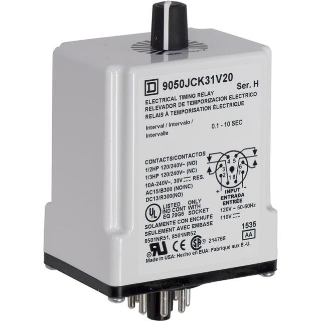 Schneider Electric 9050JCK31V20 Square D JCK Para enchufe Relé mecánico 0.1 ~ 10 seg 10A a 240VCA