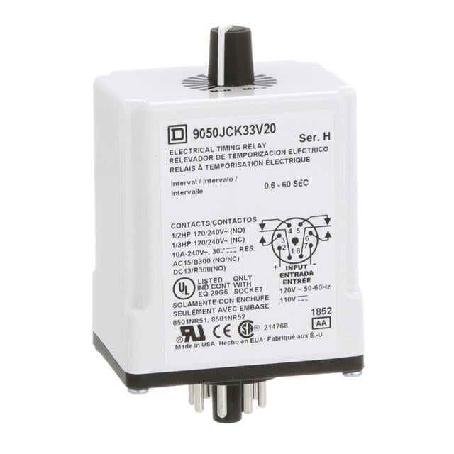 Schneider Electric 9050JCK33V20 Square D JCK Para enchufe Relé mecánico 0.6 ~ 60 seg 10A a 240VCA