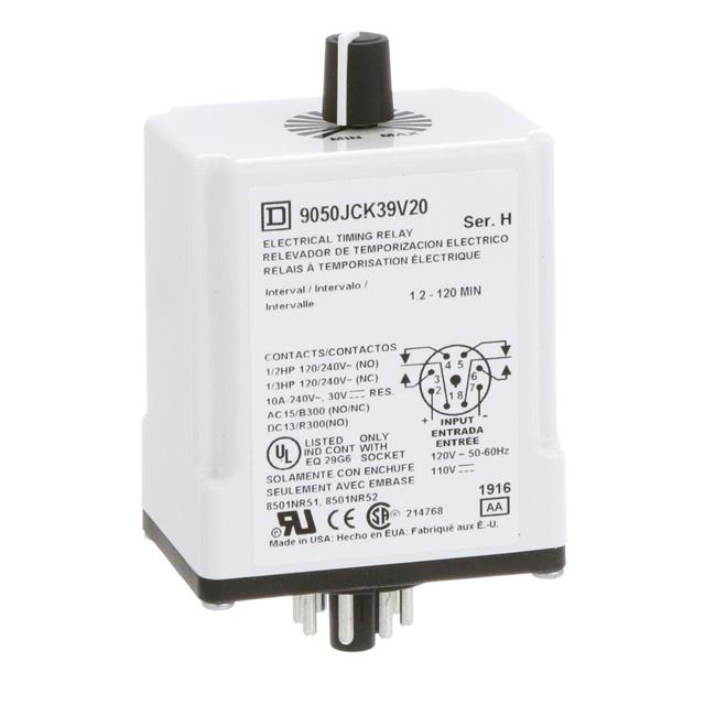 Schneider Electric 9050JCK39V20 Square D JCK Para enchufe Relé mecánico 1.2 min ~ 120 min 10A a 240VCA