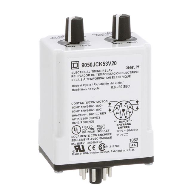 Schneider Electric 9050JCK53V20 Square D JCK Para enchufe Relé mecánico 0.6 ~ 60 seg 10A a 240VCA