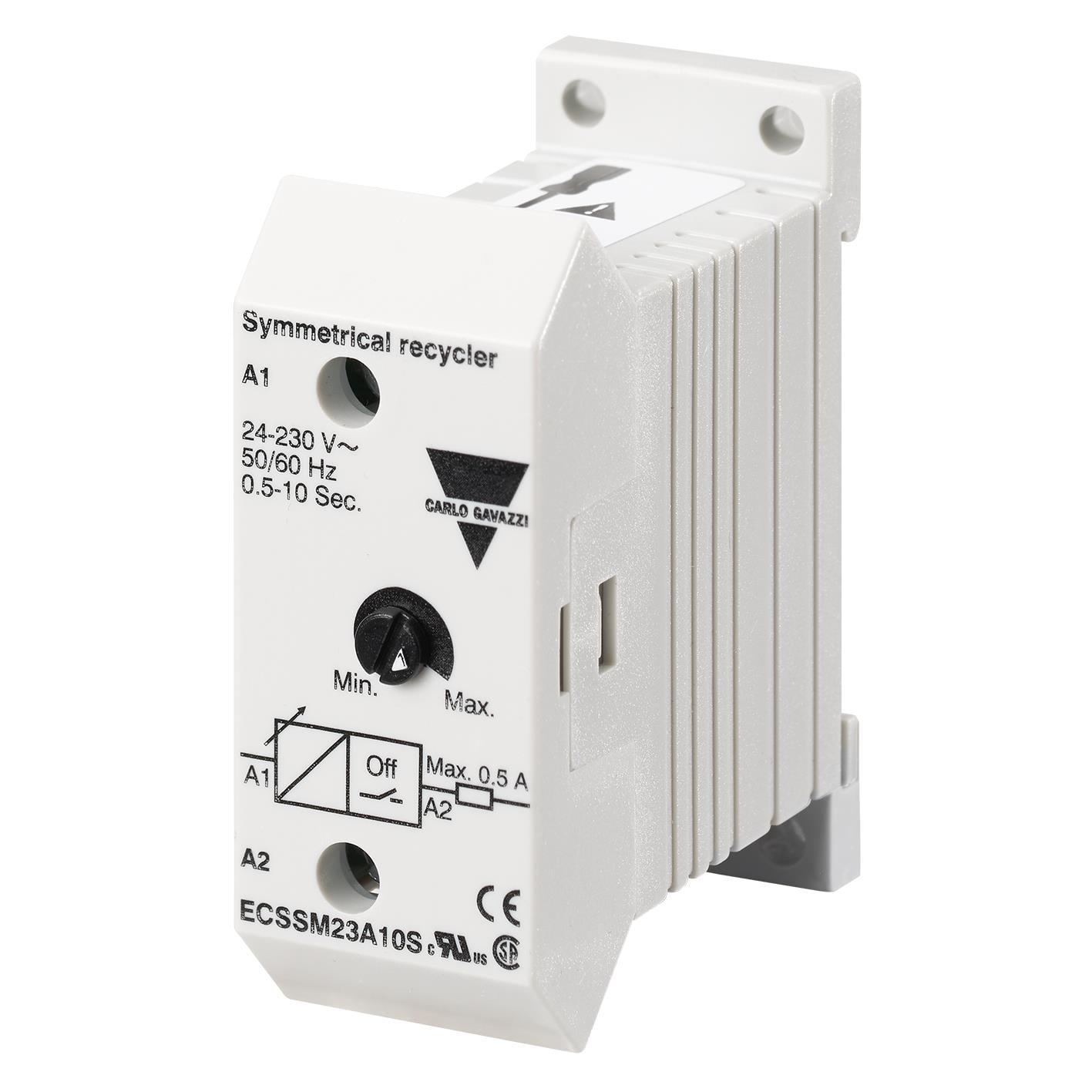 Carlo Gavazzi Inc. ECSSM23B1M ECS Montaje de chasis, Riel DIN Temporizador solamente, no se incluye el relé 0.1 min ~ 1 min -