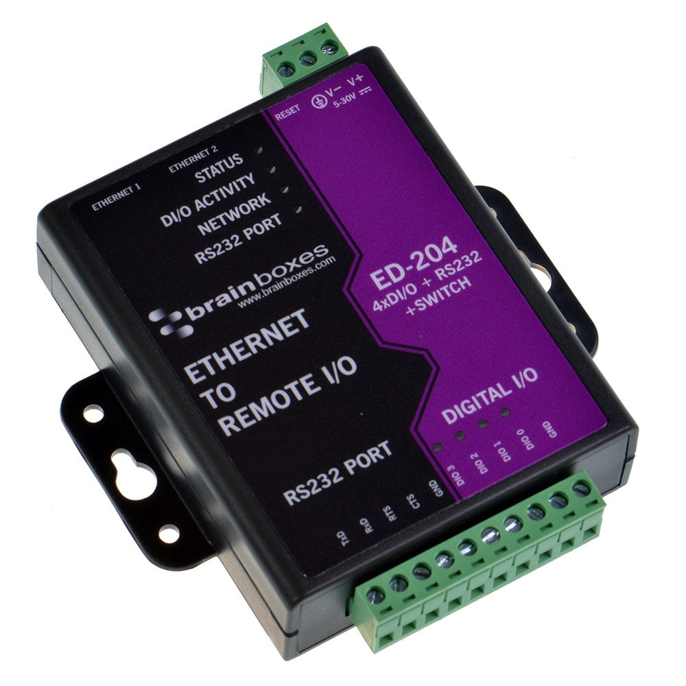 Brainboxes ED-204 - Ethernet to Digital I/O RS-232