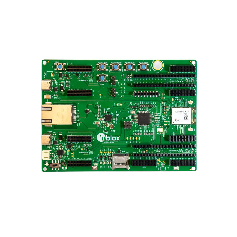 u-blox EVK-IRIS-W106 IRIS-W10 Transceiver; 802.11 a/b/g/n/ac/ax (Wi-Fi, WiFi, WLAN), 802.15.4 (Thread, Zigbee®), Bluetooth® 5.x (BLE)