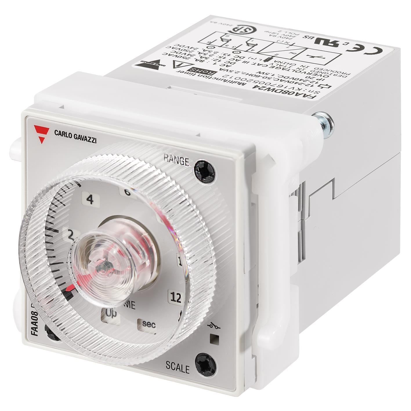 Carlo Gavazzi Inc. FAA01DW24 FAA01 Para enchufe Relé mecánico 0.05 seg ~ 300 h 8A a 250VCA