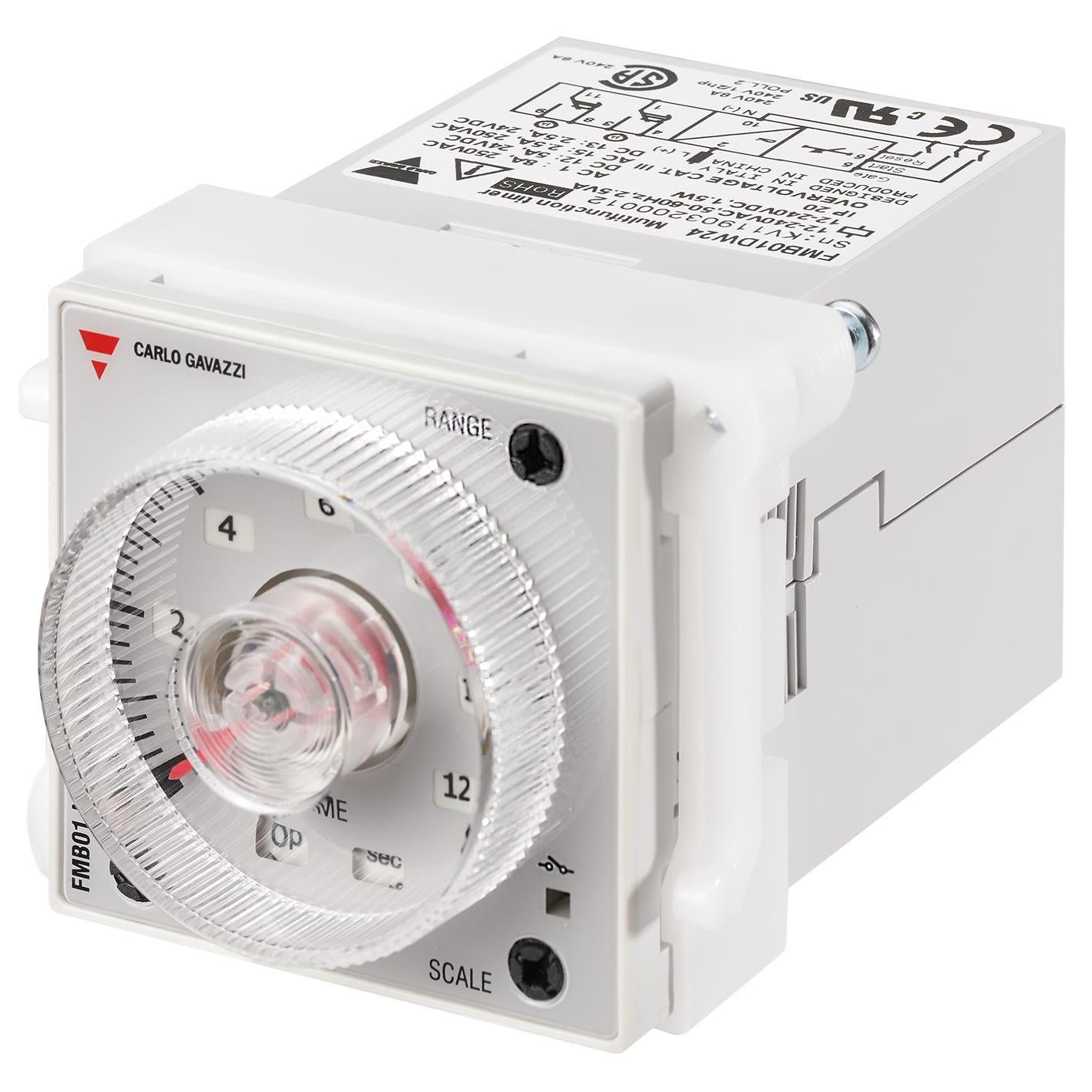 Carlo Gavazzi Inc. FMB01DW24 FMB01 Para enchufe Relé mecánico 0.05 seg ~ 300 h 8A a 250VCA