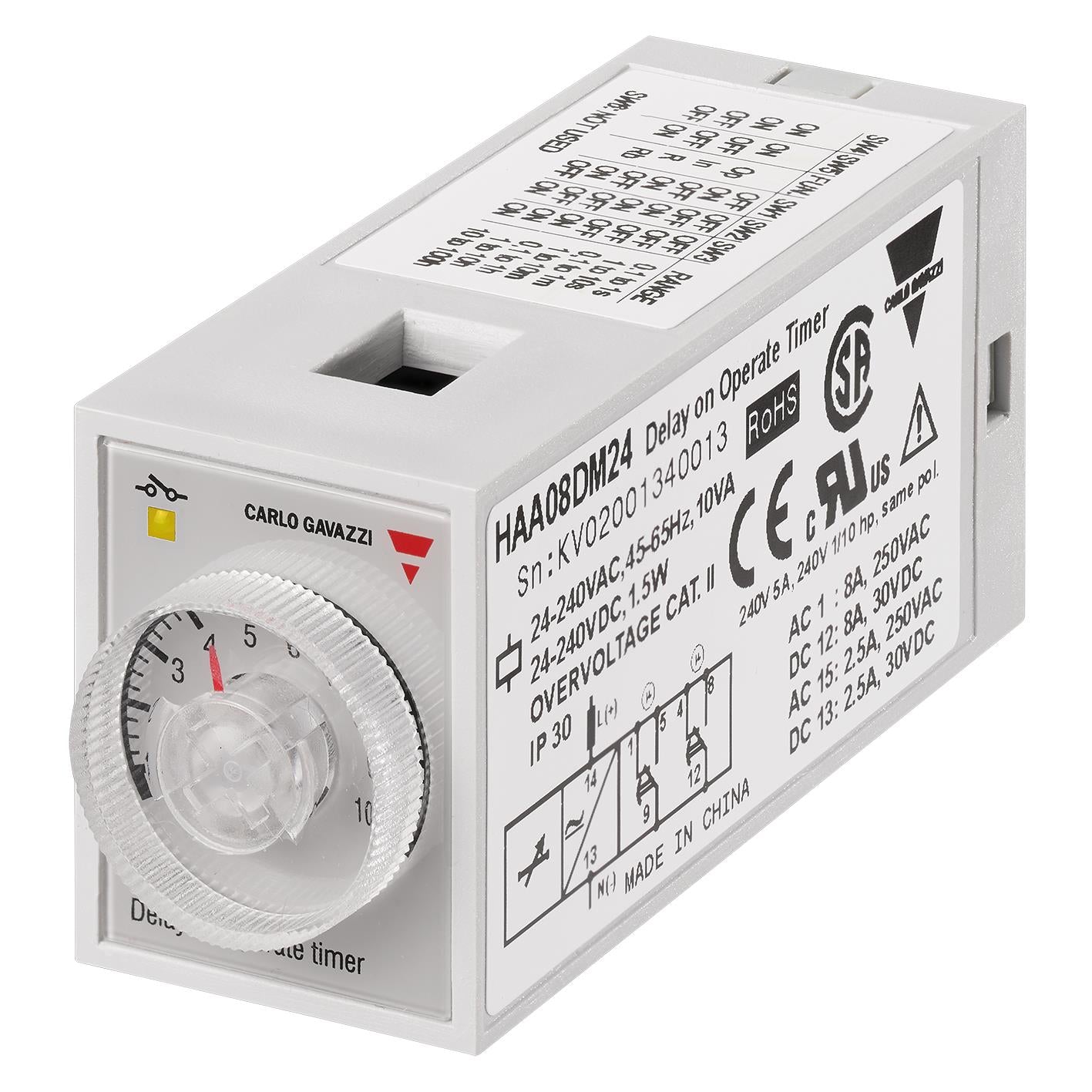Carlo Gavazzi Inc. HAA14QM24 HAA Para enchufe Relé mecánico 0.1 seg ~ 100 h 8A a 250VCA