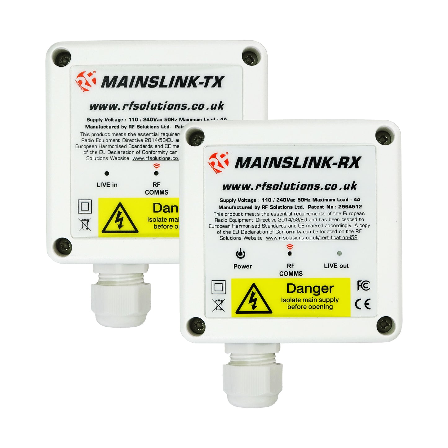 RF Solutions MAINSLINK - Transmisor y receptor, juego Banda ISM
