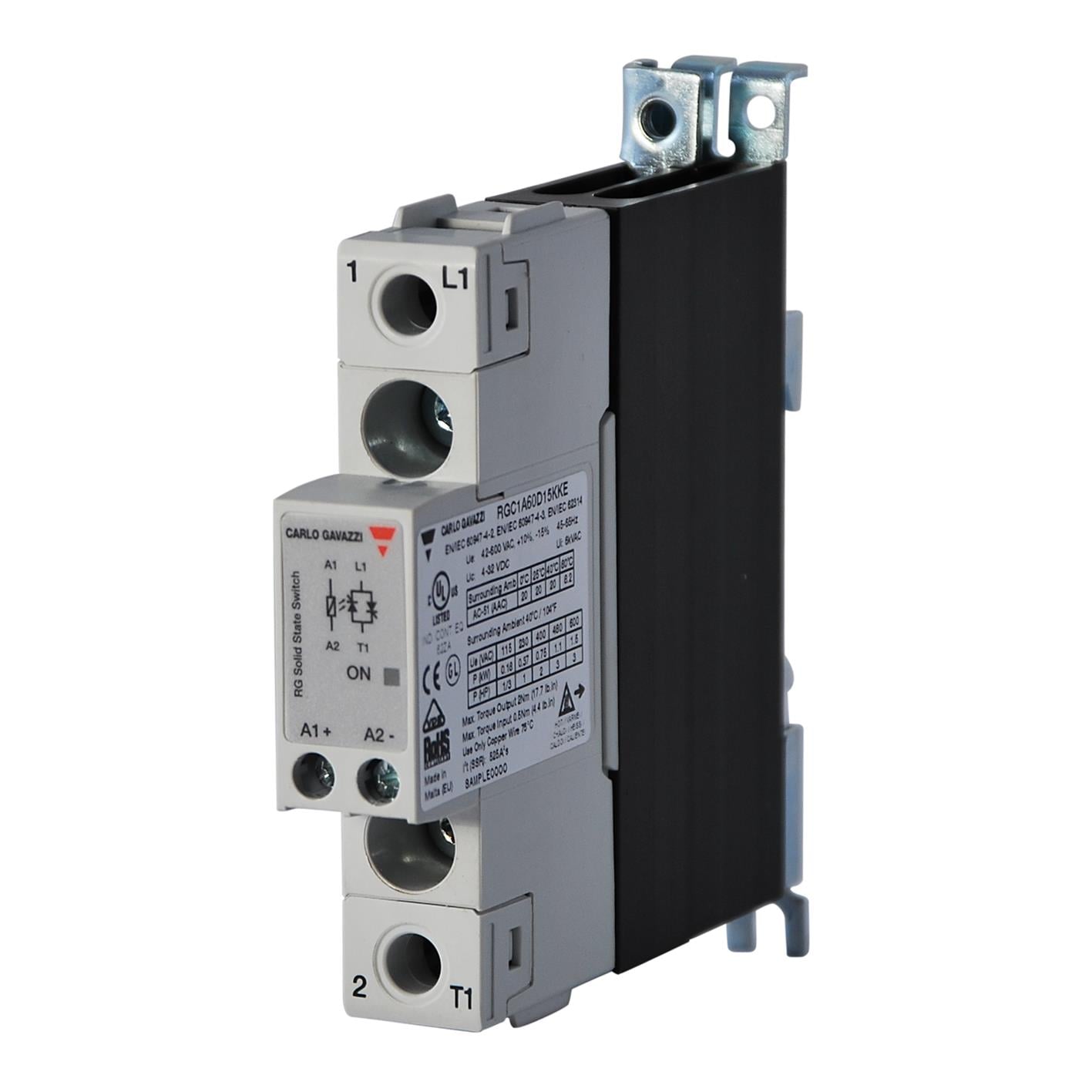 Carlo Gavazzi Inc. RGC1A60A15KKE RGC Montaje de chasis, Riel DIN SPST-NO (Normalmente abierto) (1 Forma A)