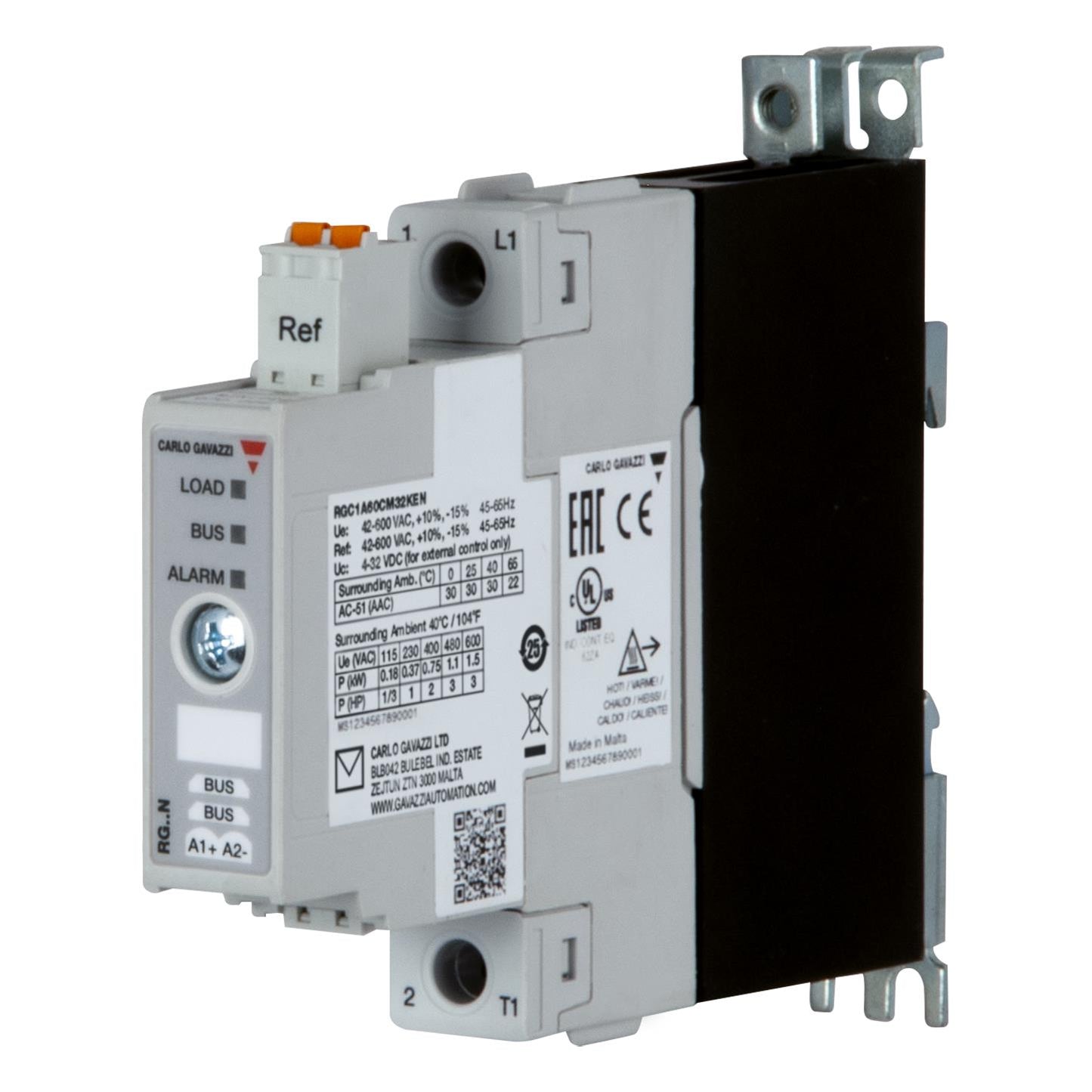 Carlo Gavazzi Inc. RGC1A60CM32KEN RGC Montaje de chasis, Riel DIN SPST-NO (Normalmente abierto) (1 Forma A)