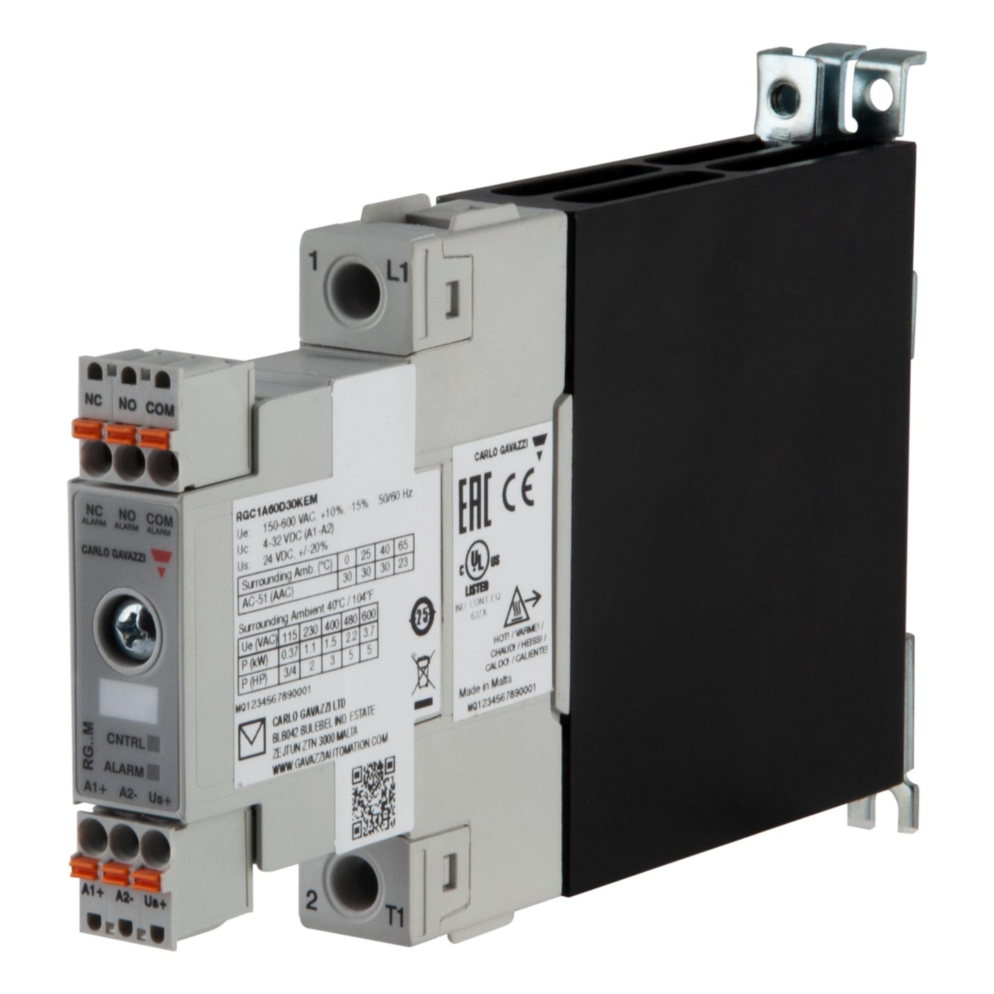 Carlo Gavazzi Inc. RGC1A60D30KEM RGC1 Riel DIN SPST-NO (Normalmente abierto) (1 Forma A)