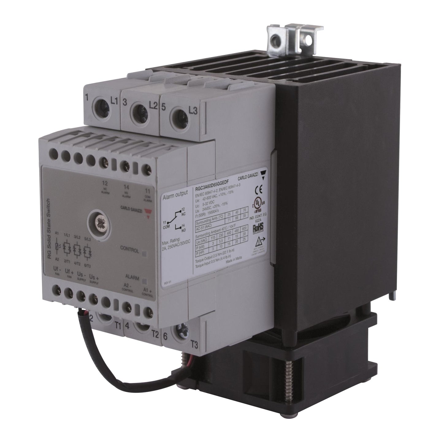 Carlo Gavazzi Inc. RGC3A60A65GGEAF RGC3A Montaje de chasis, Riel DIN 3PST-NO (Normalmente abierto) (3 Forma A)
