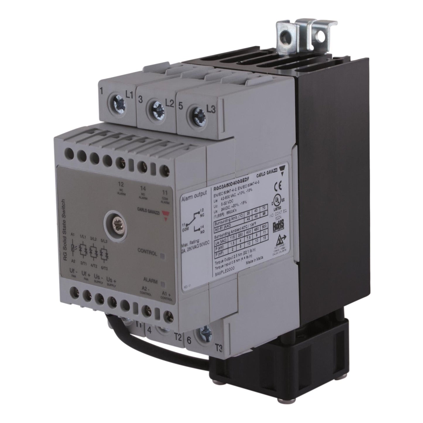 Carlo Gavazzi Inc. RGC3A60A40GGEAF RGC Montaje de chasis, Riel DIN 3PST-NO (Normalmente abierto) (3 Forma A)