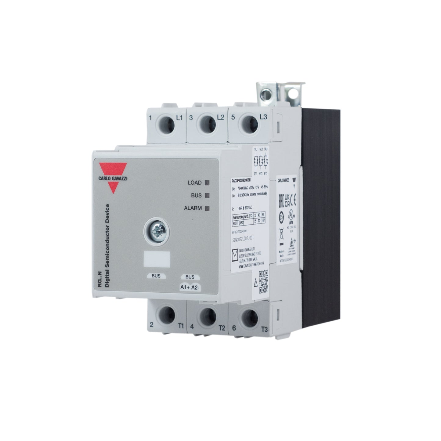 Carlo Gavazzi Inc. RGC3P60CM20KEN RGC3 Montaje de chasis, Riel DIN 3PST-NO (Normalmente abierto) (3 Forma A)