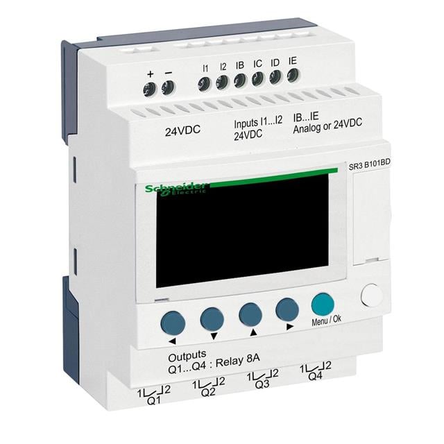 Schneider Electric SR3B101BD Zelio Logic MODULAR SMART RELAY, ZELIO LOGIC 10 - Digital (6), Analog (4)