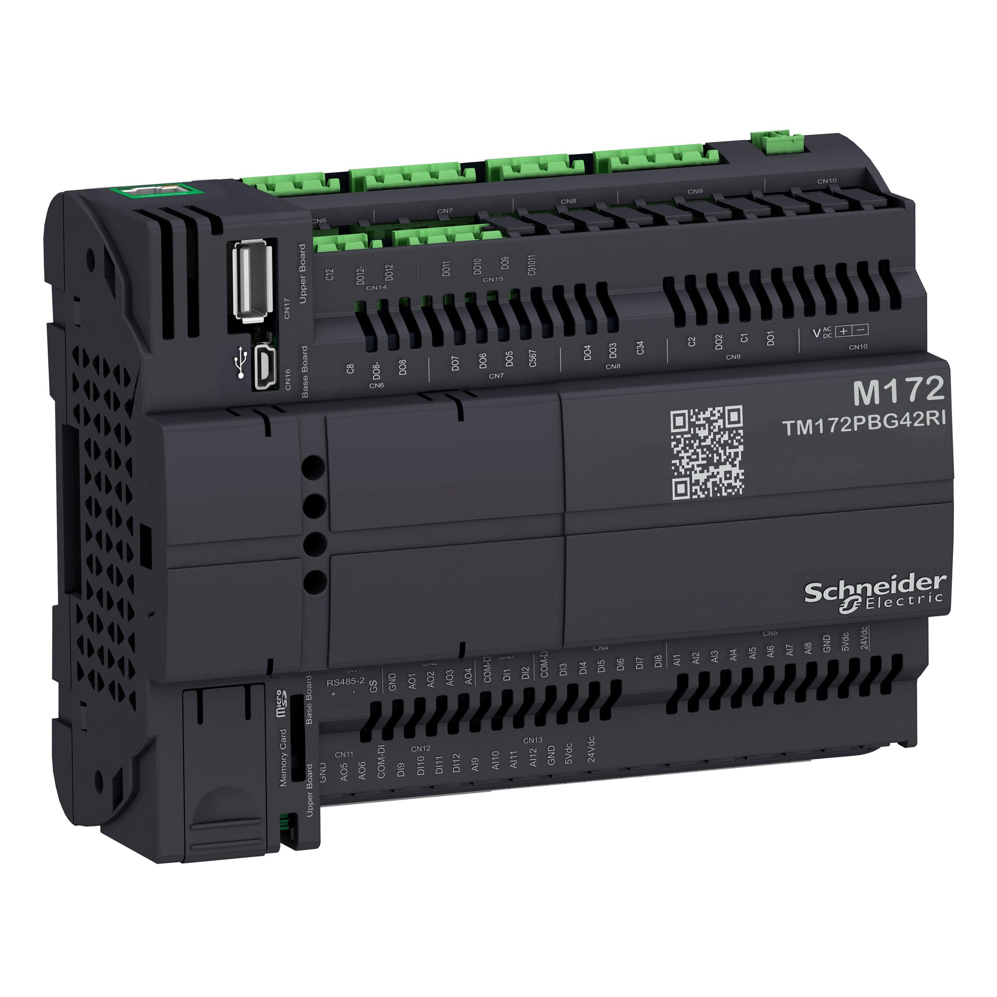 Schneider Electric TM172PBG42RI Modicon M172 M172 PERF BLIND 42 I/O ETH, 2 RS 24 - Digital (12), Analog (12)