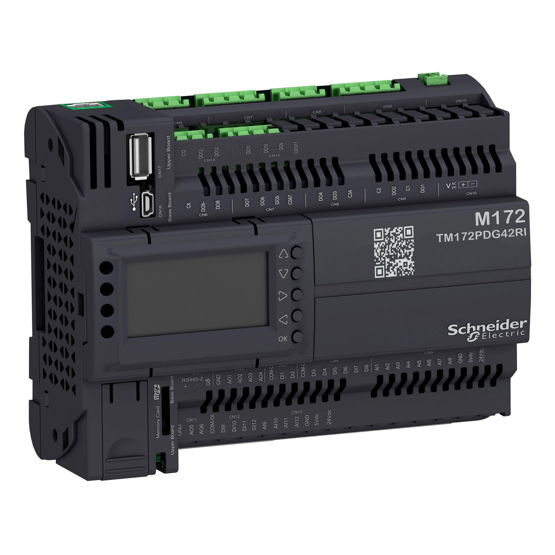 Schneider Electric TM172PDG42RI Modicon M172 M172 PERF DISPLAY 42 I/O ETH 2RS 24 - Digital (12), Analog (12)