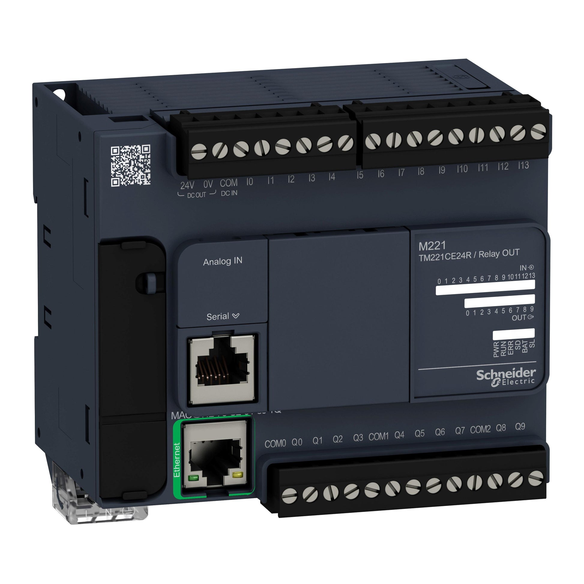 Schneider Electric TM221CE24R Modicon M221 M221-24IO RELAY ETHERNET 16 - Digital (14), Analog (2)