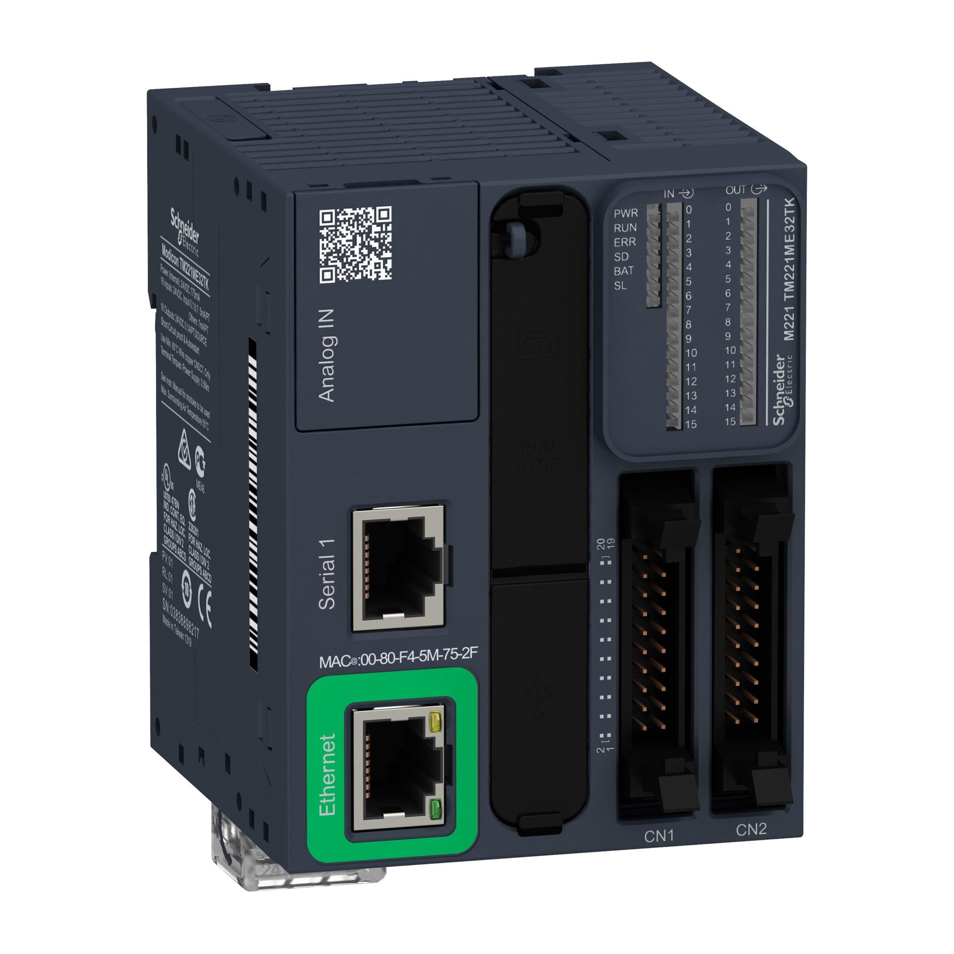 Schneider Electric TM221ME32TK Modicon M221 CONTROLLER M221-32IO TR.PNP ETH 16 - Analog