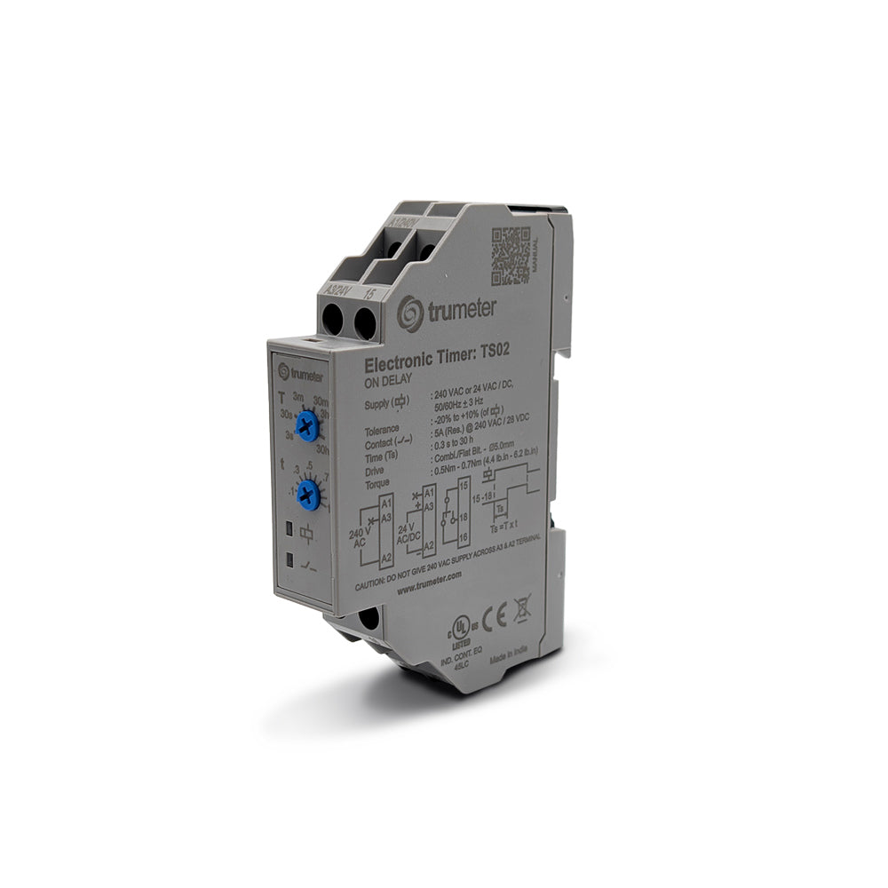 Trumeter TS02 TS Riel DIN Relé mecánico 0.3 seg ~ 30 h 5A a 240VCA