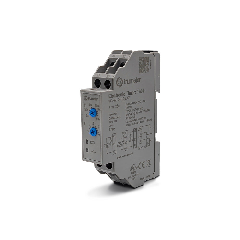 Trumeter TS04 TS Riel DIN Relé mecánico 0.3 seg ~ 30 h 5A a 240VCA