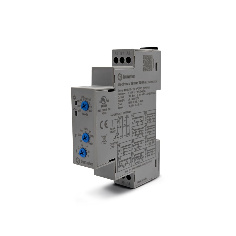 Trumeter TS07 TS Riel DIN Relé mecánico 0.1 seg ~ 100 h 8A a 240VCA