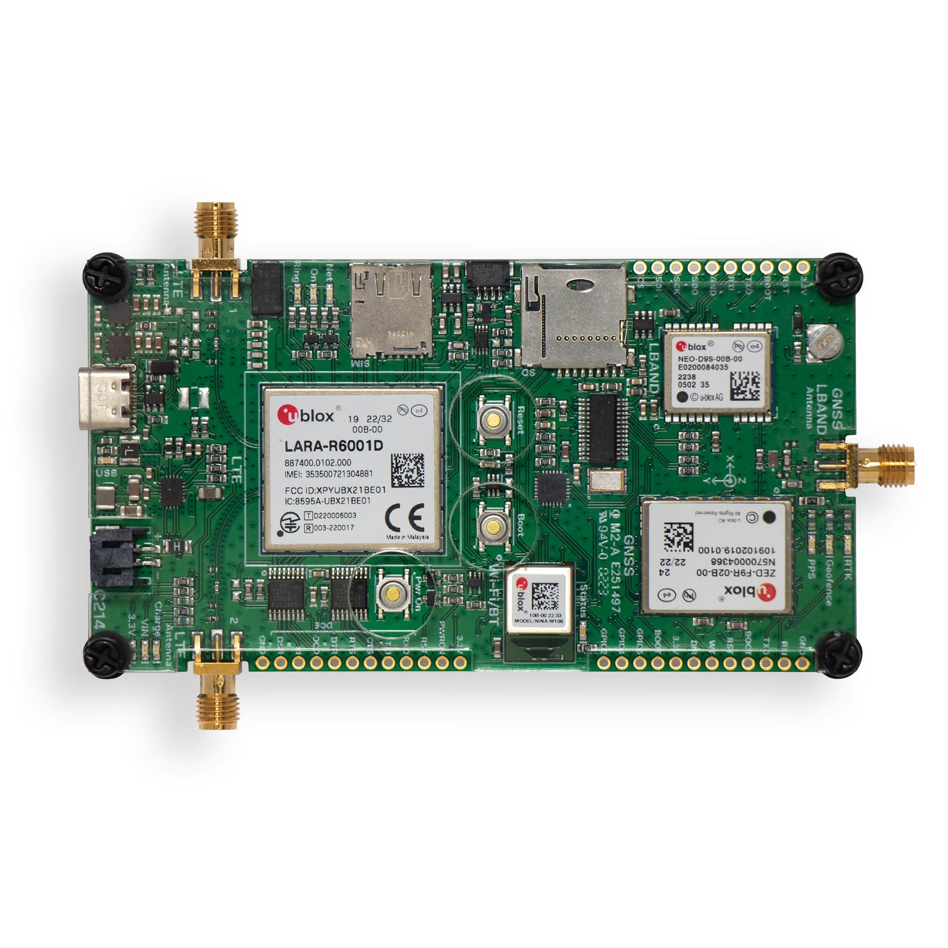 u-blox XPLR-HPG-2 - Transceiver; 802.11 b/g/n (Wi-Fi, WiFi, WLAN), Bluetooth® Smart Ready 4.x Dual Mode (BLE)