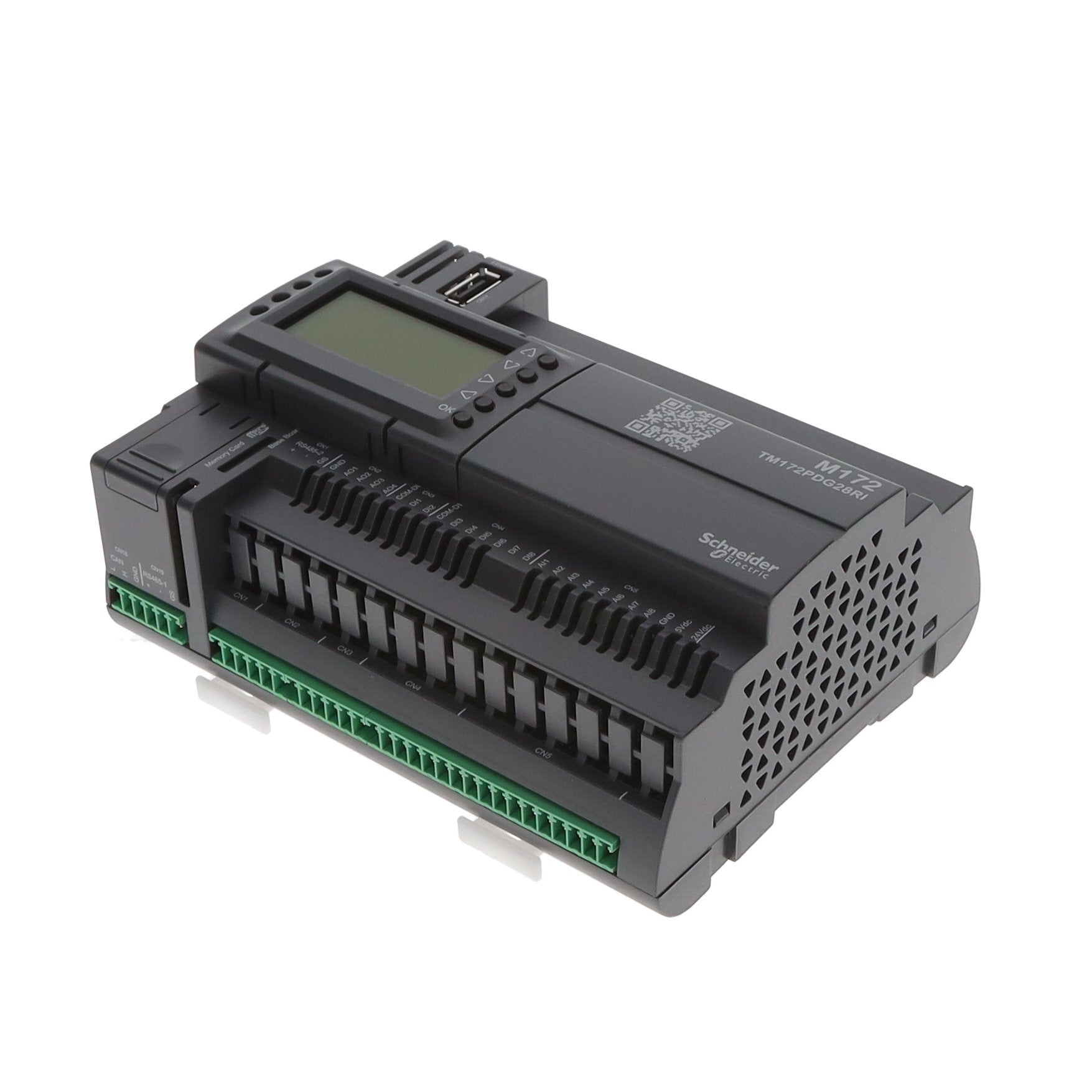 Schneider Electric TM172PDG28RI Modicon M172 M172 PERF DISPLAY 28 I/O ETH 2RS 16 - Digital (8), Analog (8)