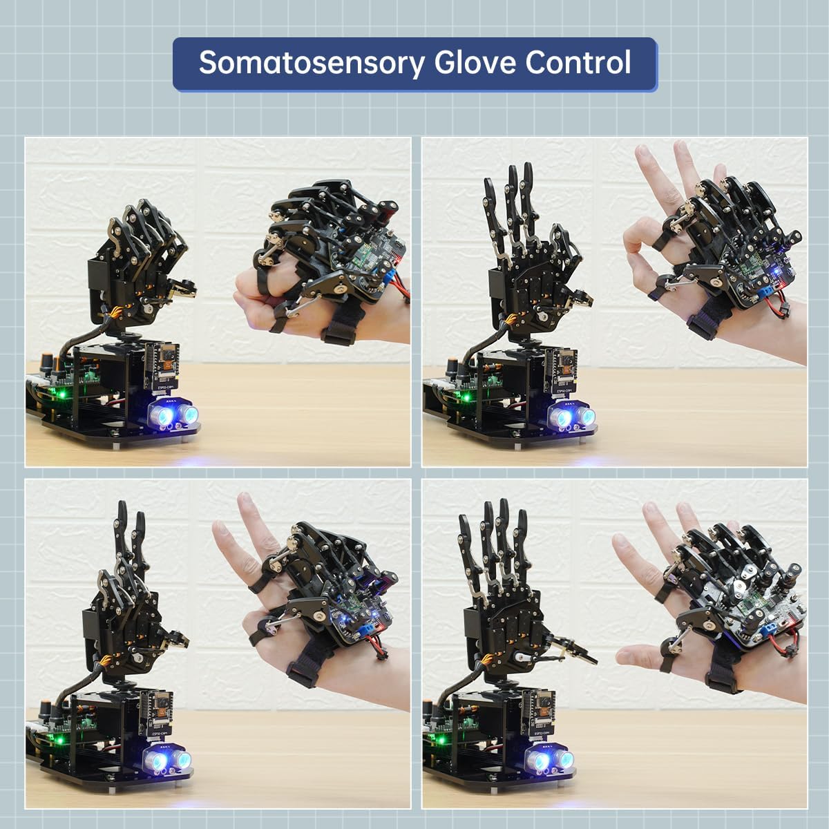 Mano de robot con Arduino UNO, código abierto AI Bionic mano robótica cinco dedos único movimiento brazo mecánico DIY robot inteligente y kits de ingeniería, conjunto de