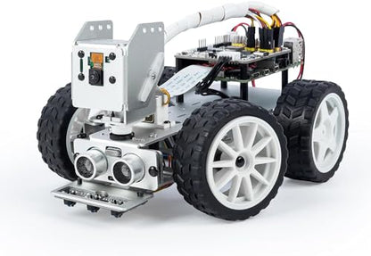 SunFounder PiCar-X AI Video Robot Kit de coche para Raspberry Pi 5/4/3B+/3B, ChatGPT-4o habilitado con reconocimiento de video, pitón, arañazos, cámara, micrófono, batería recargable (RPI no incluida)