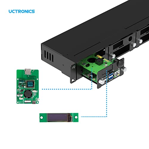 UCTRONICS - Carcasa completa para Raspberry Pi 2.0 con funcionalidad PoE, montaje en rack frontal extraíble de 19 pulgadas con tornillos cautivos, soporta hasta 5 RPis, compatible con Raspberry Pi 4B,