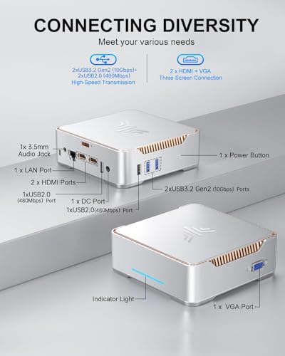 KAMRUI Mini PC GK3Plus, 16 GB de RAM 512 GB M.2 SSD Mini computadoras, 12ª generación Alder Lake N95 (hasta 3.4 GHz) Micro PC, 2.5 pulgadas SSD, Gigabit Ethernet, 4K UHD, WiFi, BT, VESA/PC pequeña