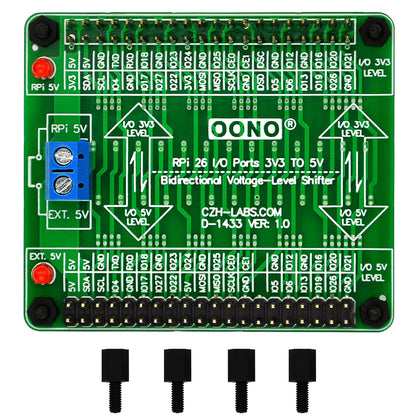RPi 3.3V a 5V 26 E/S Módulo de cambio de nivel de voltaje bidireccional para Raspberry Pi, convertidor de nivel lógico