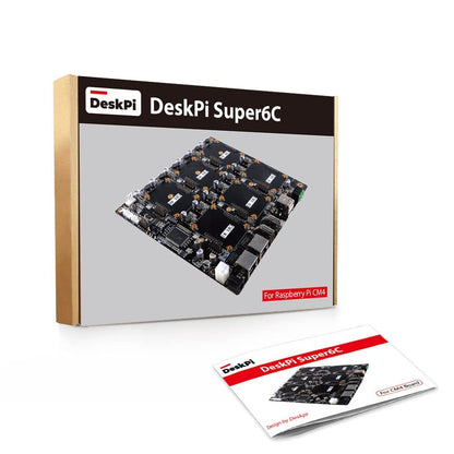 DeskPi Super6C para Raspberry Pi Compute Module 5/Raspberry Pi CM4 Cluster, Mini-ITX Board 6 RPI CM5/CM4 compatible, fuente de alimentación incluida