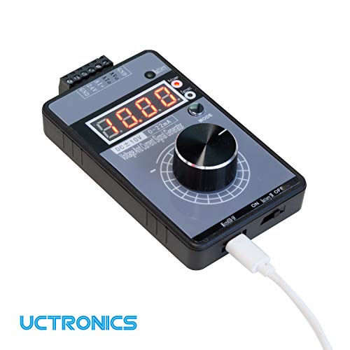 UCTRONICS DC ± 10V 0/4-20mA generador de señal de voltaje actual, interfaz de fuente de alimentación USB Simulador analógico para depuración de PLC y panel, prueba de dispositivos, convertidor de