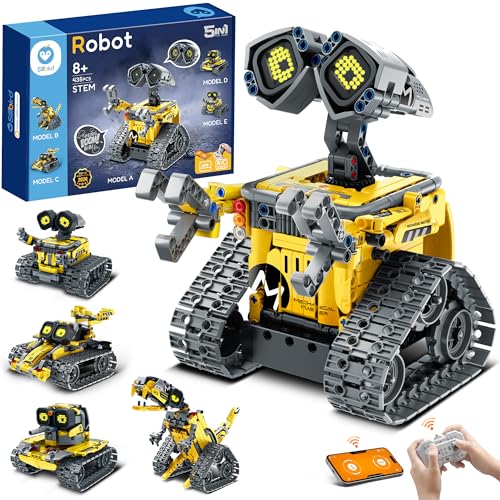 Sillbird Kit de construcción de robot con control remoto para niños de 8 a 14 años, juguete técnico de robótica de codificación STEM, regalos creativos de cumpleaños para niños, modelos 5 en 1