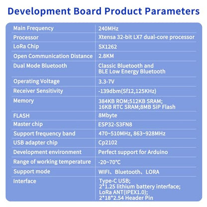 ESP32 LoRa V3 Placa de módulo con batería de 3000 mAh - con antena de 915 MHz y dispositivos de carcasa SX1262 LoRa V3 para Meshtastic Arduino LoRawan IOT