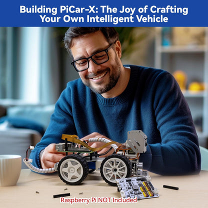 SunFounder PiCar-X AI Video Robot Kit de coche para Raspberry Pi 5/4/3B+/3B, ChatGPT-4o habilitado con reconocimiento de video, pitón, arañazos, cámara, micrófono, batería recargable (RPI no incluida)