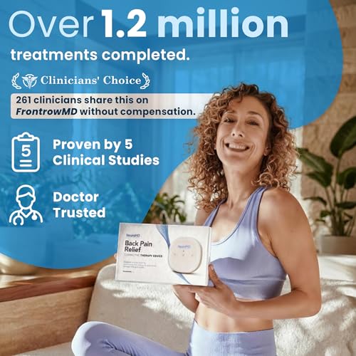 NeuroMD: Dispositivo de terapia correctiva para el dolor de espalda - Almohadillas de electrodo inalámbrico NMES | Estimulador muscular para aliviar el dolor | 2 modos estudiados para dolor de espalda