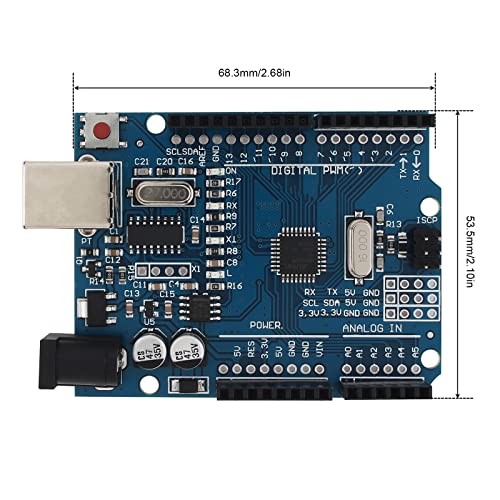 ATMEGA328P CH340G Chip R3 Placa de desarrollo apta para Arduino UNO R3 Mega 2560 Nano Robot con cable USB, cabezal de pin recto, placa de microcontrolador